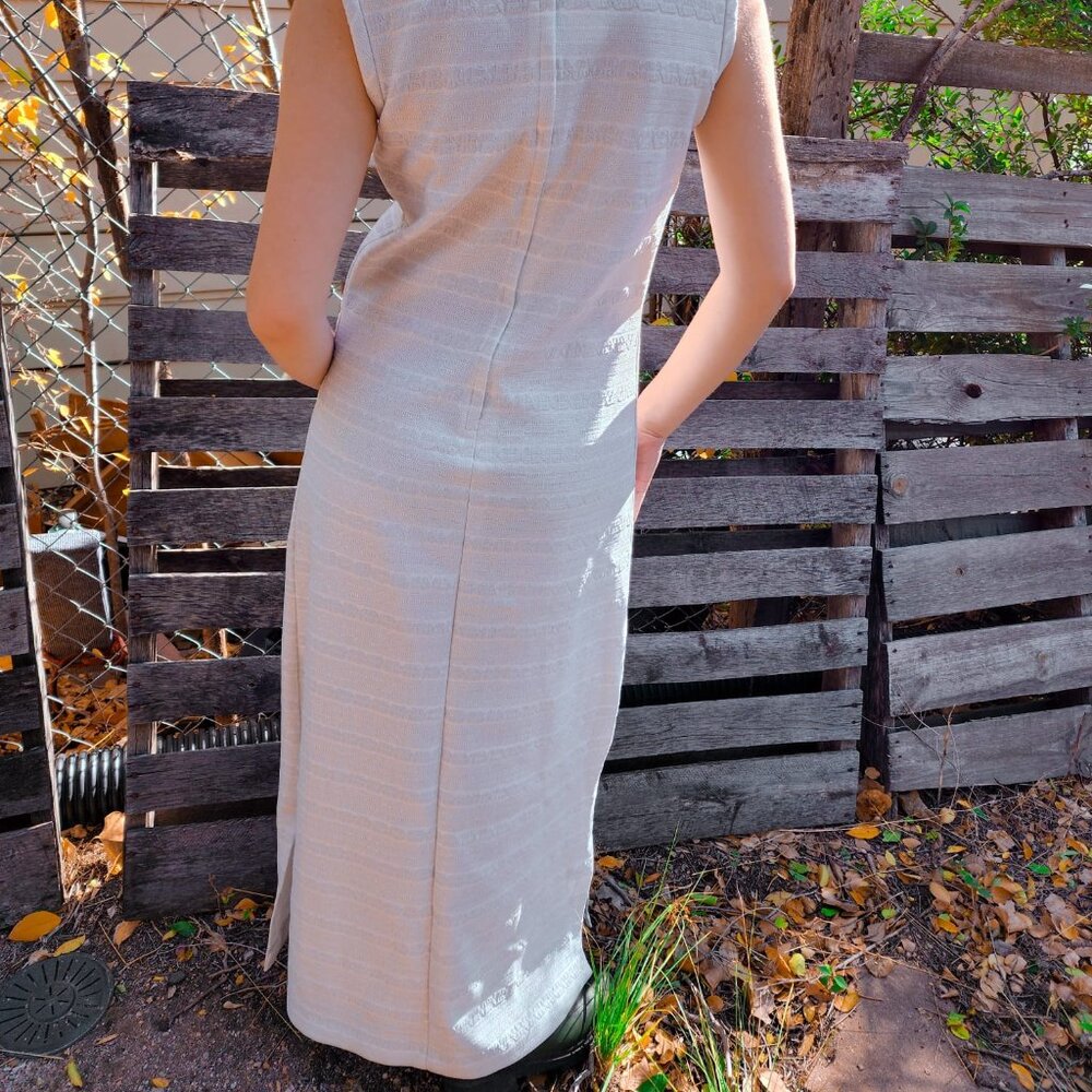 Vintage Metallic Silver Polyester Sleeveless Maxi… - image 3
